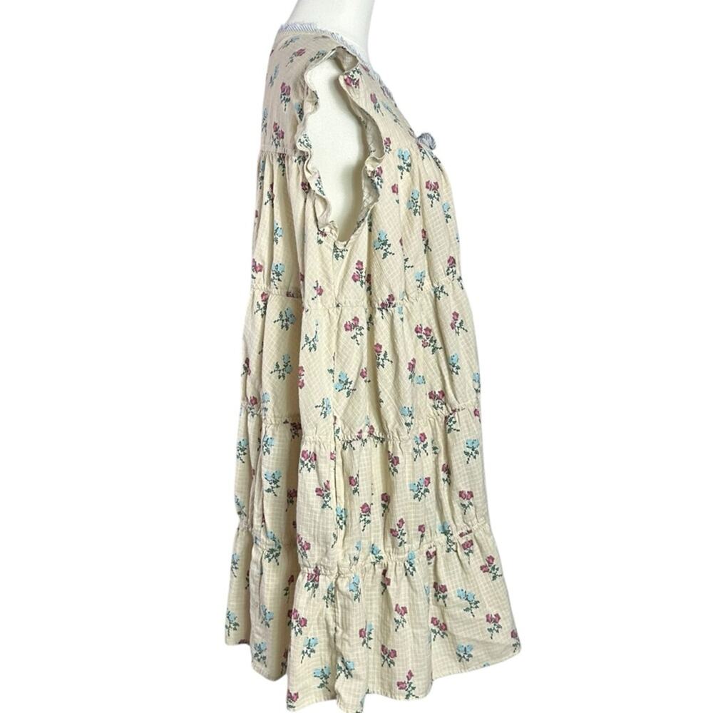 Free People Bohemian Prairie Sundown Mini Dress Tunic Top Ivory Combo Large - Picture 9 of 15